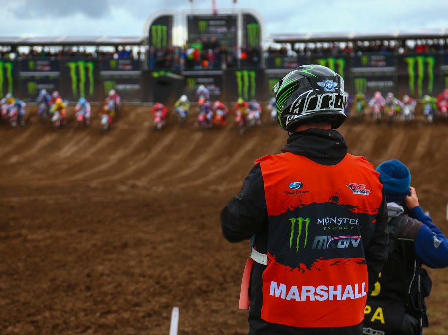 Marshal in training gear at a motocross event